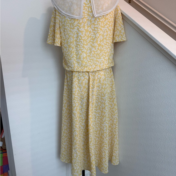Vintage 70s 80s Diane von Furstenberg Women's Floral Yellow Midi Dress Large XL - Picture 3 of 6